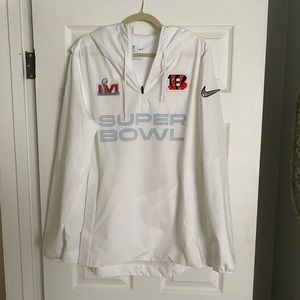 Limited edition Bengals 2022 SUPER BOWL 3/4 zip white windbreaker size large
